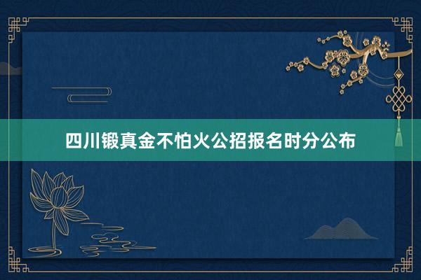 四川锻真金不怕火公招报名时分公布