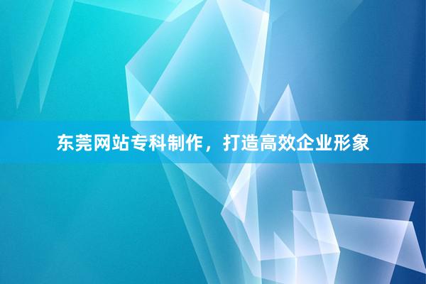 东莞网站专科制作，打造高效企业形象